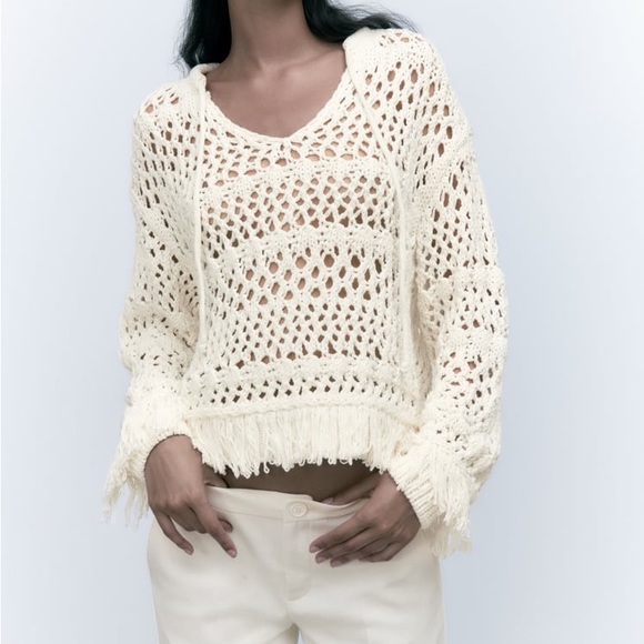 FRANCESCA ECRU LACE KNIT SWEATER